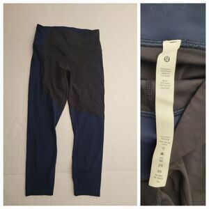 Lululemon Leggings Womens 6 Nulu Colour Block High Rise 23" Blue Black W6BVNS
